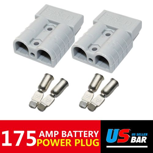 Pair Battery Connector Plug 175A 600V Gray Housing For 4WD Forklift Boat Marine