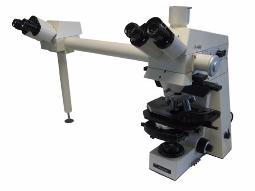 Zeiss axioplan trinocular fluorescent dual head teaching microscope w/ 6 lenses for sale