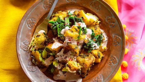 Recipe Potato with fenugreek and spinach (aloo methi palak)
