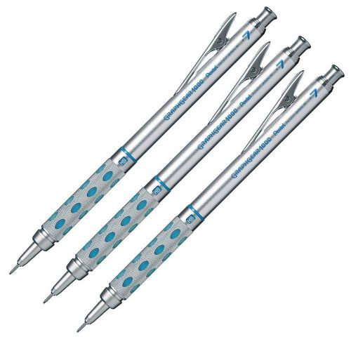Pentel GRAPHGEAR 1000 PG1017 0.7mm Draughting Mechanical Penci (3pcs) - Silver