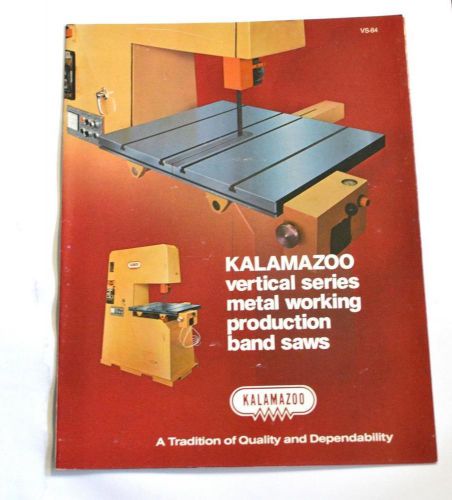 Kalamazoo vs-84 vertical metal cutting band saw machine brochure for sale