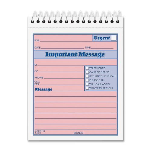 TOPS 2-Part Carbonless Phone Message Book 4.25 x 6 Inches Top Spiral Binding ...