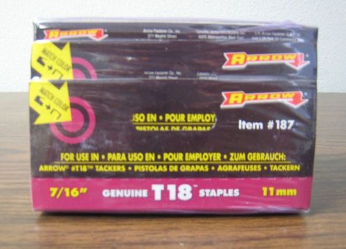 (5 PACKS) OF Genuine Arrow Fastner T18 Staples 7/16&#034; 11mm 5,000 STAPLES