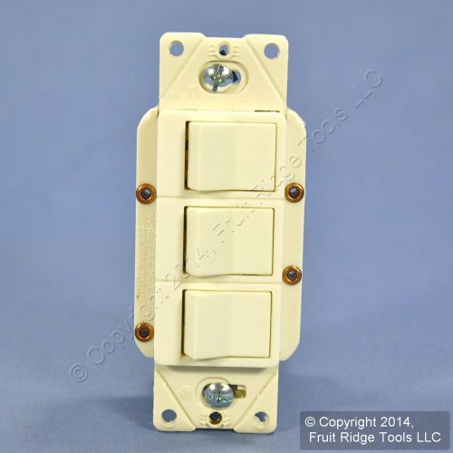New Vintage Cooper Almond Single Pole Decorator TRIPLE Rocker Light Switch 3283A
