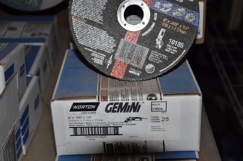 Norton gemini rightcut cutoff wheel, 6x045x7/8, box of 25, part# 66252823604 for sale