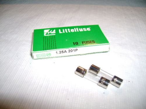 Littelfuse 1.25A 250V Medium-Blow Glass Fuses 5X20mm RoHS New (10 Fuse Box)
