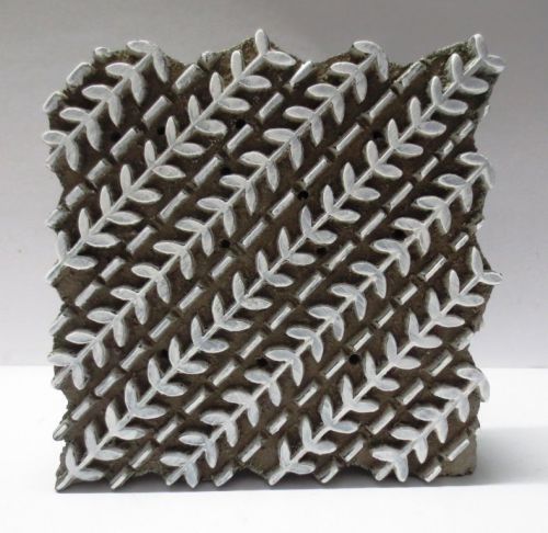 WOODEN HAND CARVED TEXTILE PRINTING FABRIC BLOCK STAMP UNIQUE LEAF ARROW MOTIF