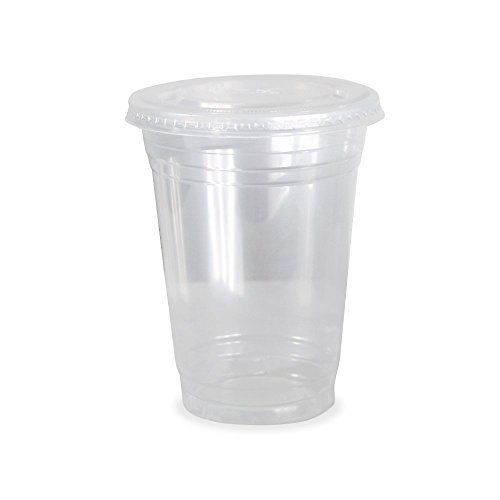 Clear plastic disposable cups for iced coffee bubble boba tea smoothie, 16 oz for sale