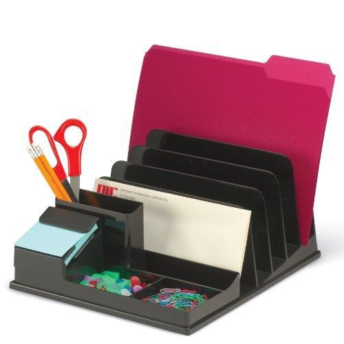 Officemate Front Load Sorter and Organizer with Pop-up Note Dispenser, Black