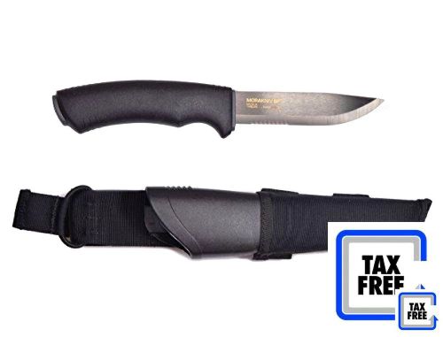 Morakniv bushcraft black serrated knife with 0.125/4.3-inch serrated sandvik sta for sale