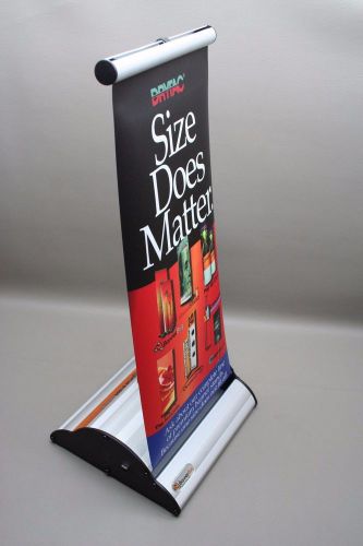 Mini Petite Table Top Retractable Banner Display Stands 10&#034;x22&#034; Trade Show