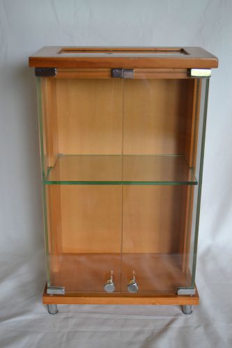 Small Commercial Retail Display Case, Wood Chrome Glass, Jewelry, Curio, Figures
