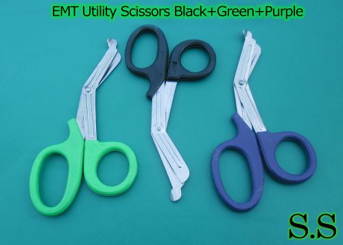 EMT Utility Scissors Set Black,Purple &amp; Green Colour Surgical Instruments