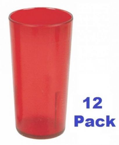 12 Pack 32 oz. Red Tall Plastic Tumbler / Stackable Restaurant Beverage cup