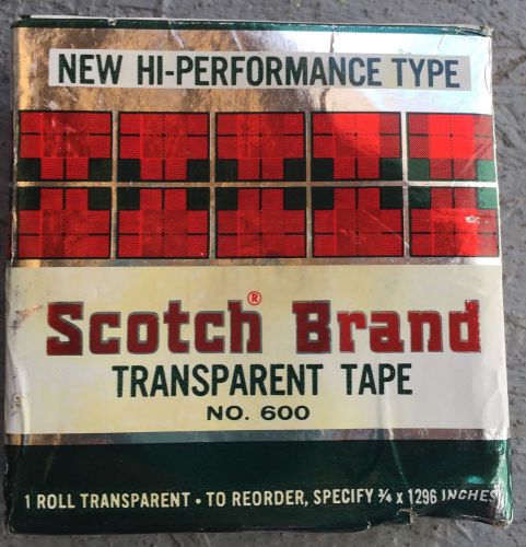 Scotch Brand Transparent Tape No. 600 Rare Vintage Unopened Box 3M See Pics