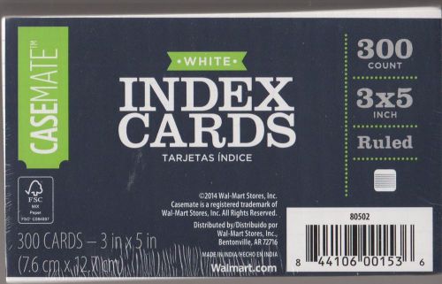 CASEMATE 3 X 5 Inches Ruled Index Card Cards 300 Count White [80502] 1 Pack