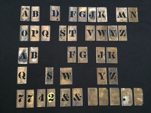 Vintage Brass Stencil 1&#034; Letters Set Lot 40 - Estate - Characters - Interlocking