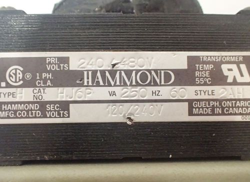 HAMMOND TYPE H HJ6P TRANSFORMER, PRI. 240/480V 250VA