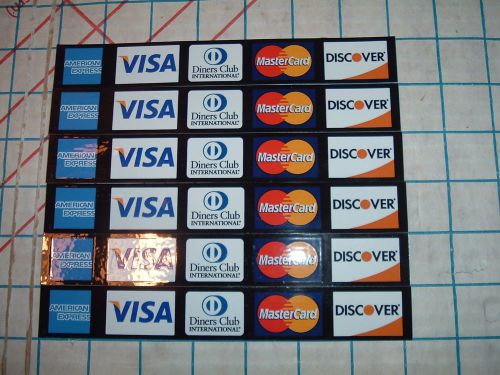 6 CREDIT CARD LOGO DECALS STICKERS 2side Visa MasterCard Discover AMEX DEBIT EMV