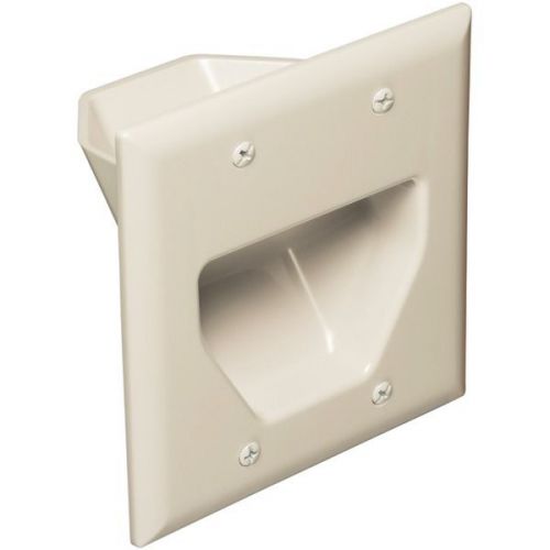 Datacomm electronics 45-0002-la dual-gang recessed cable plate - light almond for sale