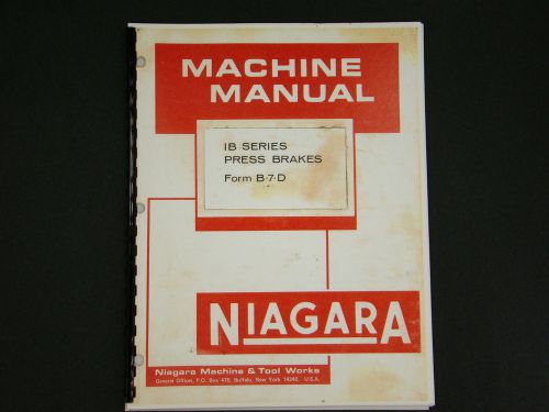 Niagara IB Series Press Brake Instruction &amp; Parts list Manual  *148