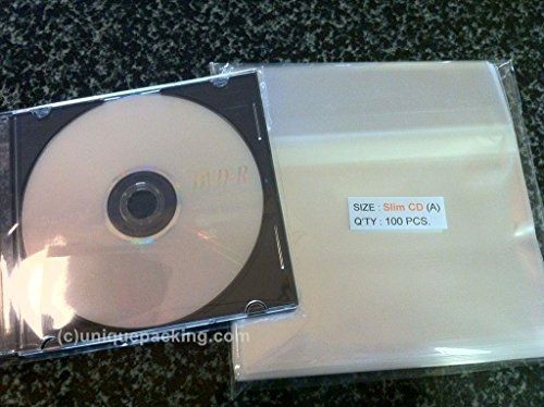 UNIQUEPACKING 100 Pcs Slim CD Case Cello / Cellophane Bags Non Shrink