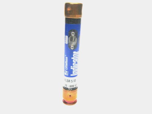 Littelfuse flsr5 id dual element time delay indicator fuse 5 amp 75-600 vac new for sale