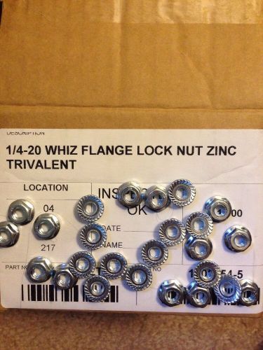 Whiz nut hex serrated flange 1/4-20, qty 100 trivalent zinc coated for sale