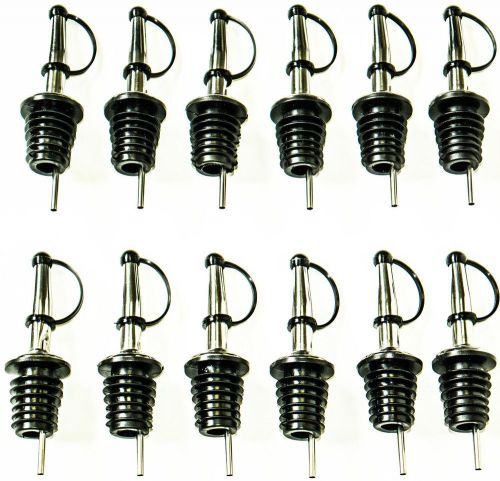 Bottle Pourer with Attached Cap 12 Stainless Steel Liquor Pourers with 6 Thread