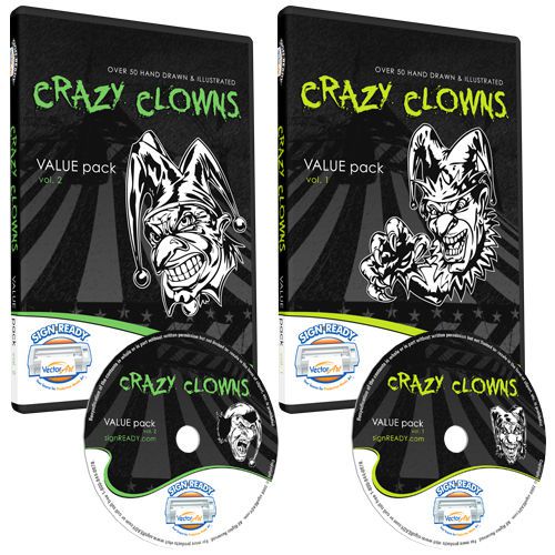 CLOWNS CLIPART COLLECTION -VINYL CUTTER PLOTTER IMAGES -EPS VECTOR CLIP ART CD