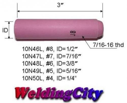 5 Long Ceramic Cup Nozzles 10N46L #8 (1/2&#034;) for TIG Welding Torch 17/18/26