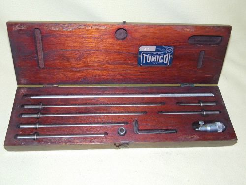 Vintage Complete TUMICO 1-85 Tubular Micrometer Machinist Tool Wooden Tool Box