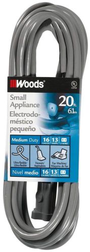 Small Appliance Extension Cord Woods 990547 20-Feet 16/2 SVT Gray