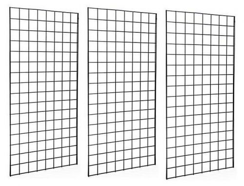 2&#039; x 6&#039; deluxe black wire gridwall retail display panels case of 3 free shipping for sale