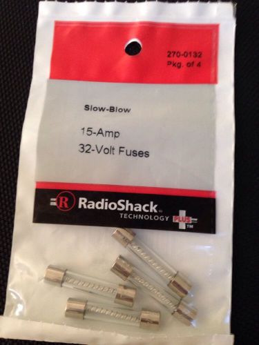Nip radioshack slow-blow fuse 15 amp 32 volt #270-0132 4pack for sale
