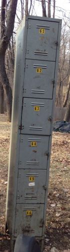 Vintage grey metal lockers 5 door industrial gym school storage organizer 4 for sale