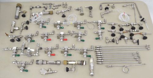 Large lot of swagelok fittings - nupro ss-dls4 valves - swagelok 316 fittings for sale