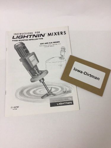 Lightnin Mixer Manual Instructions for XDC &amp; XJC Portable Mixers IT-1979F used