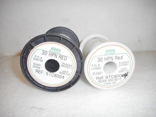 Lot Of 2 MWS Wire 30 HPN Red STC8004 10,800&#034; &amp; 12,000&#034; Rolls