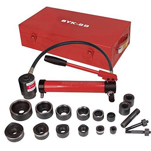 Pneumatic 10 Ton Air Hydraulic Knockout Punch Drive Hole Complete Set Metal Case