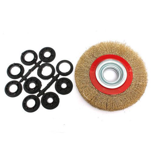 8&#034; INCH ROUND BRASS PLATED STEEL WIRE BRUSH WHEEL FOR BENCH GRINDER