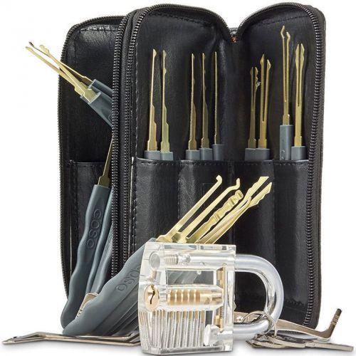 Loctkroe 24 piece locksmith training tool set +clear transparent padlock for sale