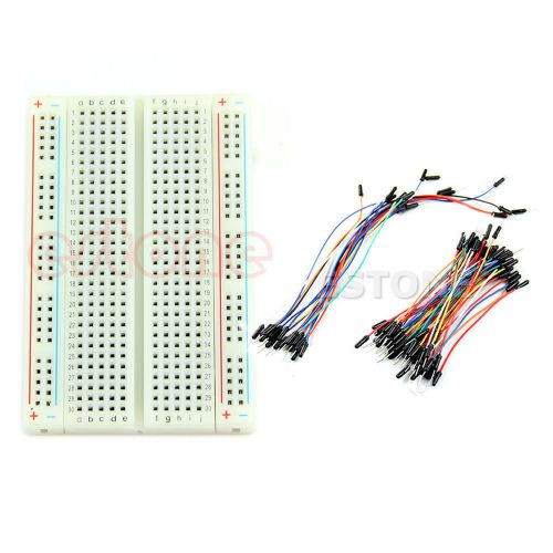 Mini Universal Solderless Breadboard 400 Tie-points +New 65PCS Jumper cable Wire