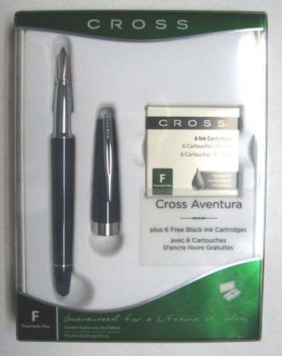 NEW CROSS AVENTURA STARRY BLUE FOUNTAIN PEN &amp; 6 CARTRIDGES GIFT BOX AT0156H-2MS