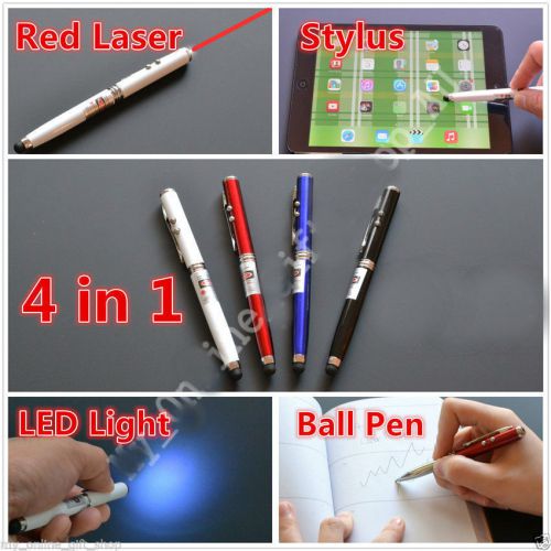 4 in 1 Red LED Light Laser Pointer Torch PDA Stylus Pen Ball Pen Presentation