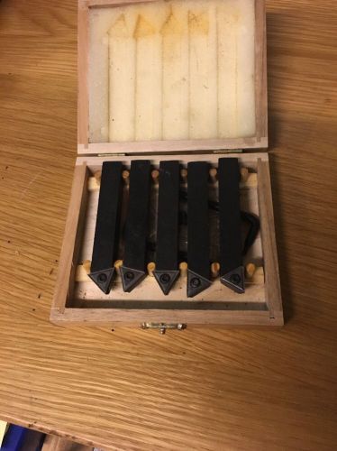 5 Pc Set 1/2&#034; Carbide Tip Lathe Cutters in Wooden Case Great Condition