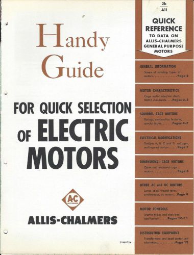 Equipment Brochure - Allis-Chalmers - Electric Motor Selection - c1952 (E3337)