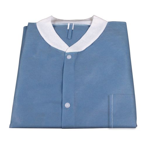 Lab coat w/ pockets: dark blue medium (5 units) by dynarex # 2073 for sale