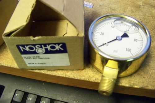 new Noshok 25-300-100-PSI/BAR Brass Case Liquid Filled Pressure Gauges