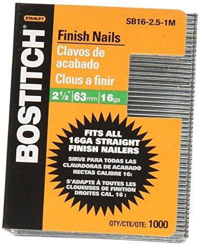 BOSTITCH SB16-2.5-1M 2-1/2-Inch-by-16-Gauge Bright Finish Nail (1,000 per Box)